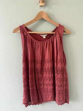 Lucky Brand Mauve Eyelet Sleeveless Tank